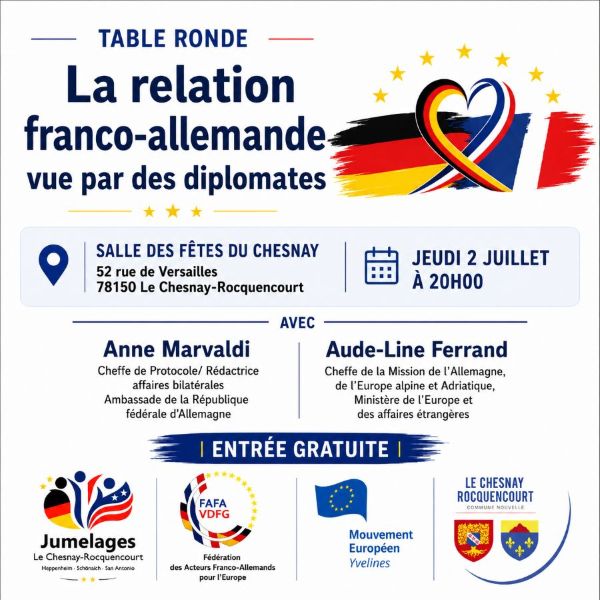 Table ronde du 2 juillet 2026 « La relation franco-allemande vue par des diplomates »